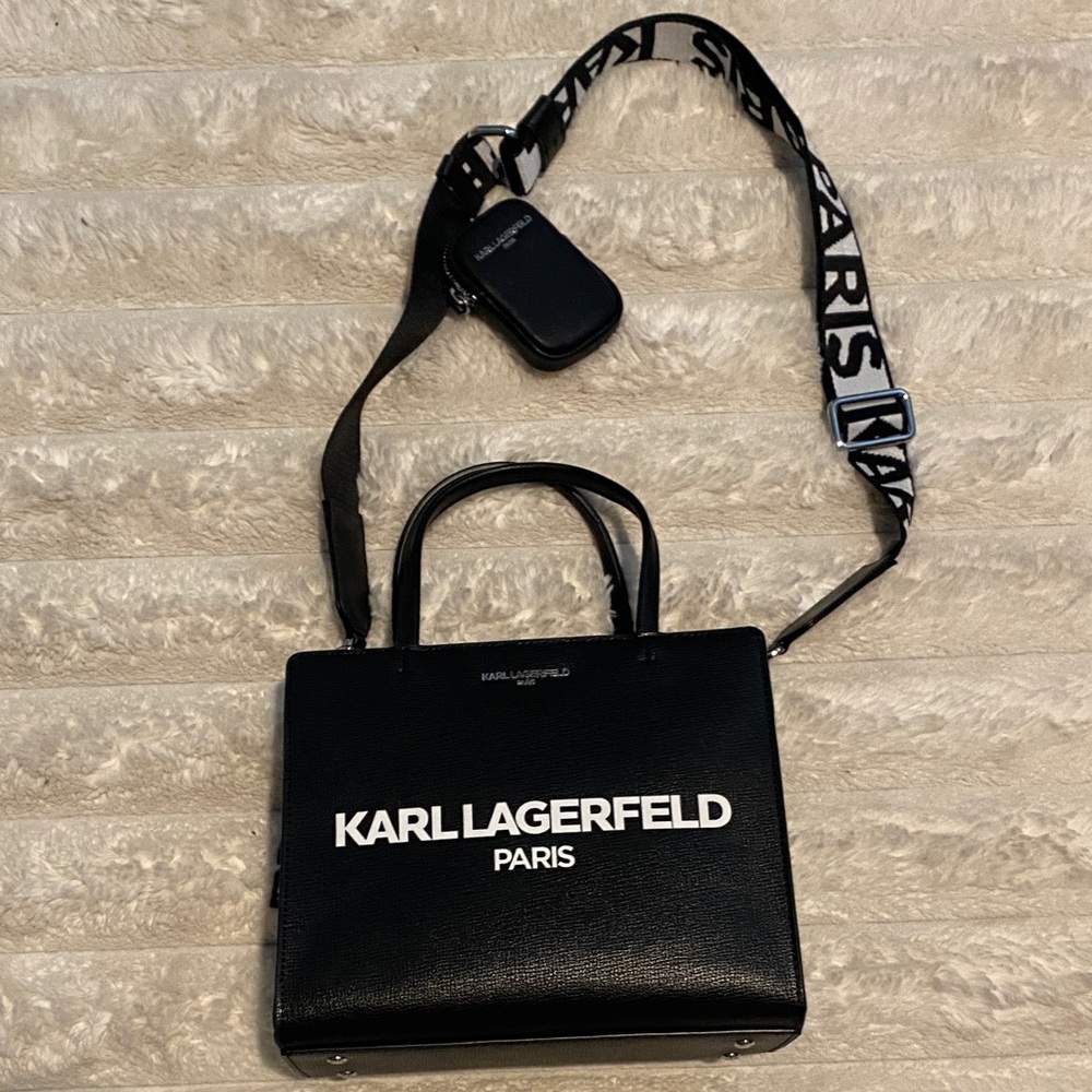 Karl Lagerfeld Black Tote with Logo Strap
